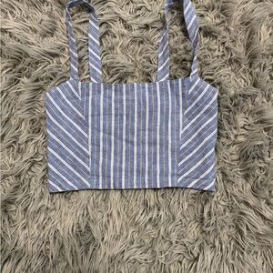 Z Supply White and Blue Sleeveless Crop Tank Top